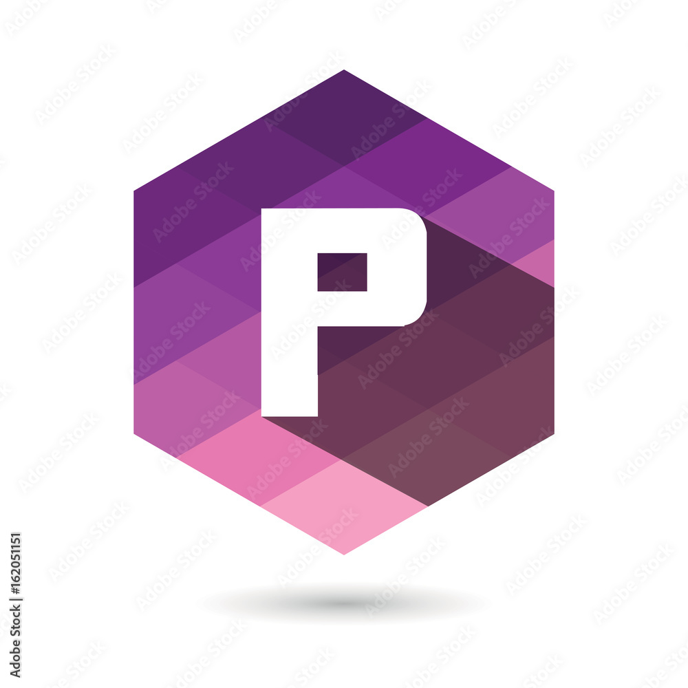 P initial Letter Color Pixel Shadow Logo Design Element