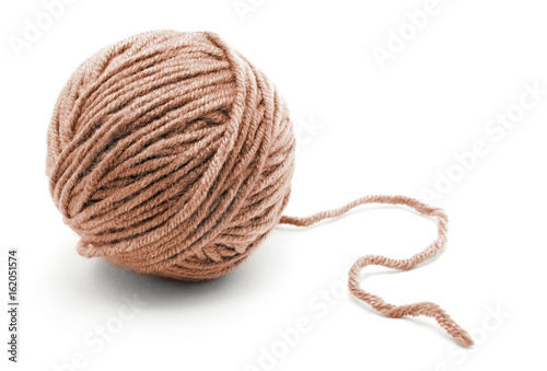 Ball of yarn on white background