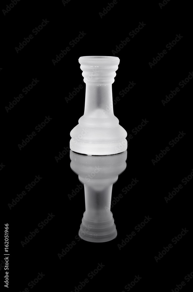 Glass chess rook on black isolated background. Glass chess rook on black isolated background.