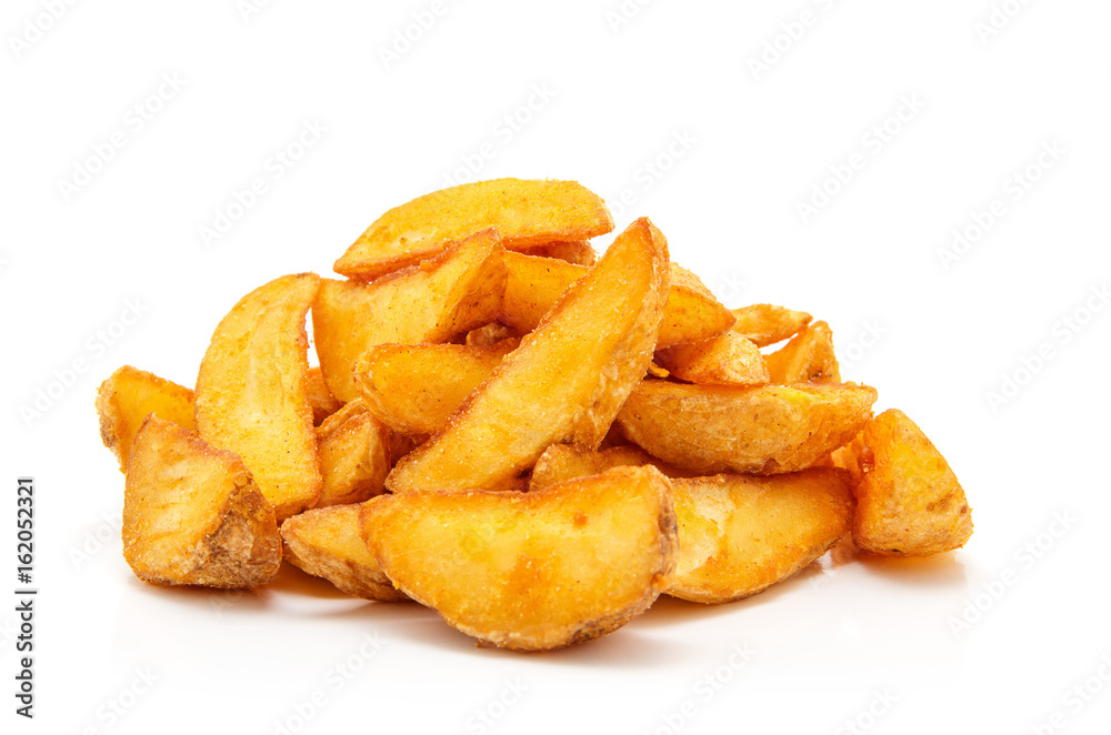 fried Potato wedges. Fast food. Isolated on white fried Potato wedges. Fast food. Isolated on white