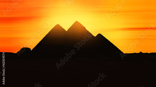 pyramids in sunset