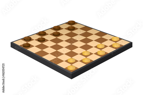 Checkers game isolated on white background. Vector illustration