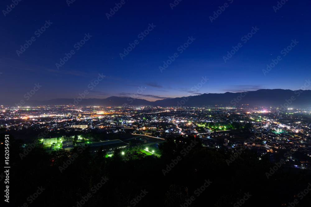 長野　松本と安曇野の夜景　松本城山公園からの眺め