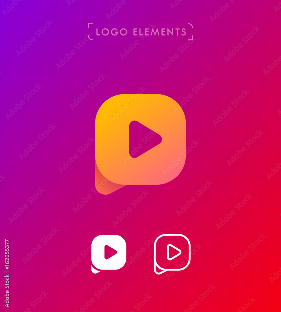 Abstract letter P play logo design. Simple application icon