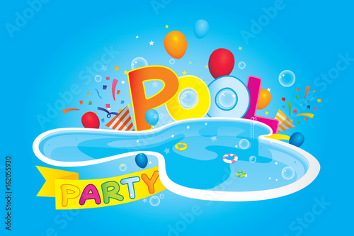 Vector of pool party invitation and design elements.