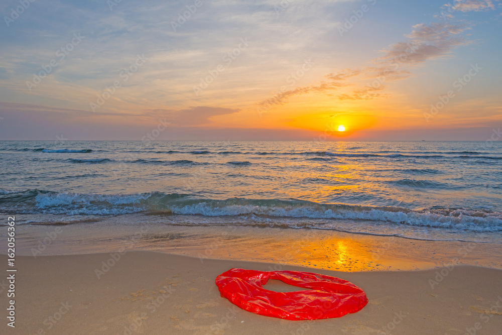 Sunrise over sea and sandy beach in spring Sunrise over sea and sandy beach in spring