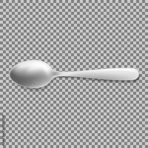 Realistic metal spoon isolated on transparent background. Vector illustration.