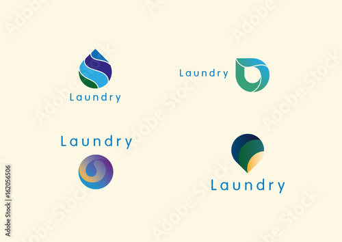 Set of bright logos for laundry or dry cleaning