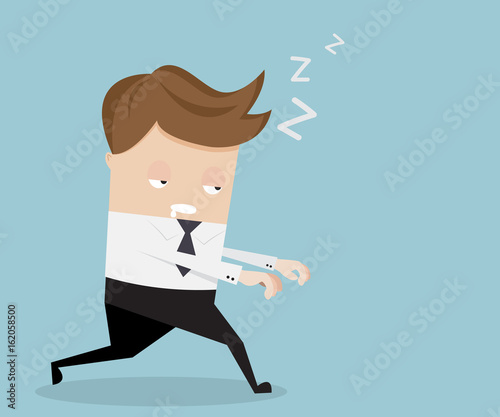 businessman sleepwalking cartoon vector