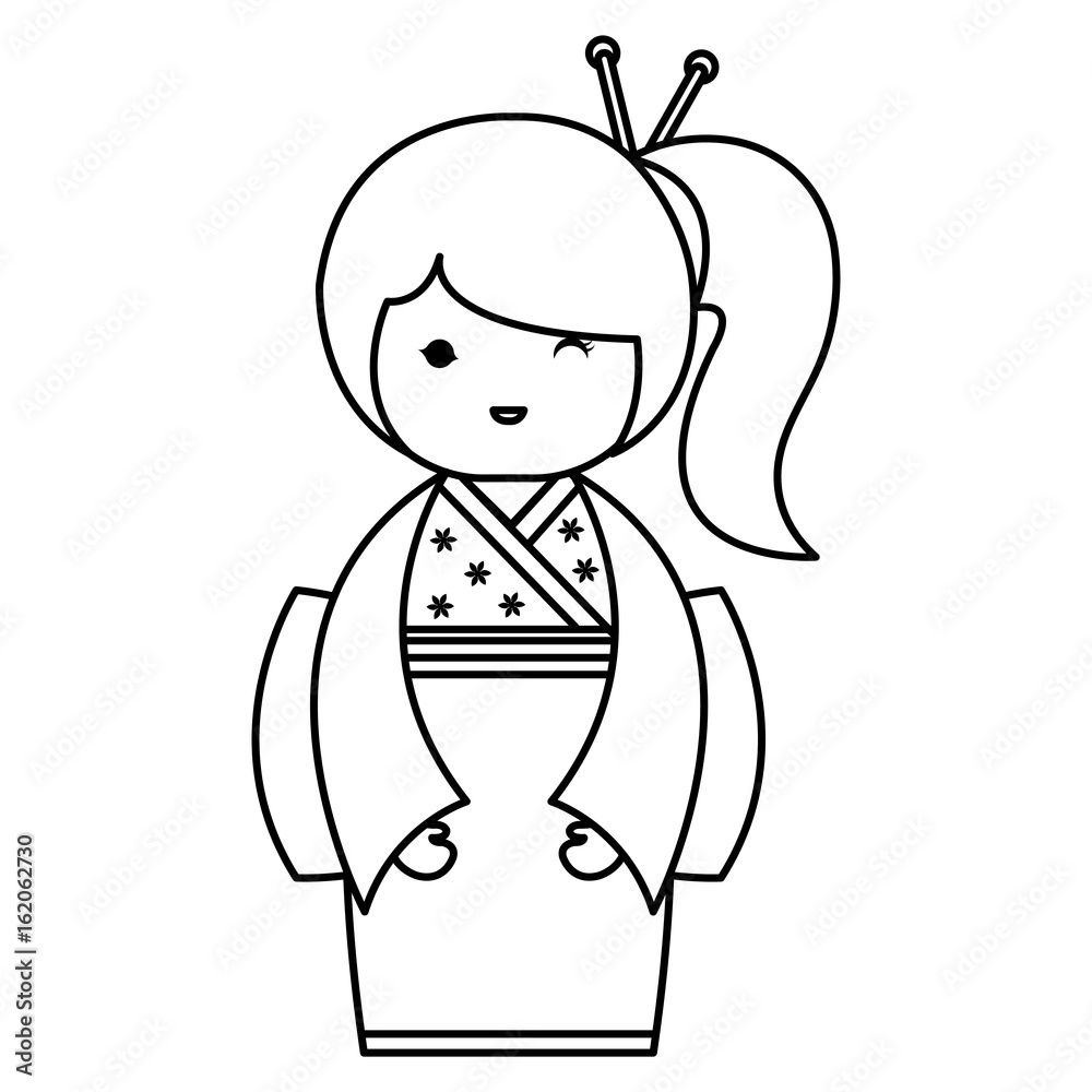 cute Little japanese doll vector illustration design cute Little japanese doll vector illustration design