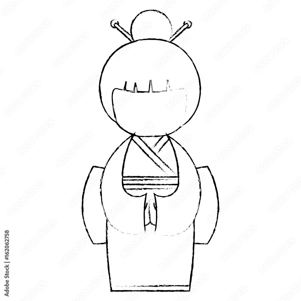 cute Little japanese doll vector illustration design cute Little japanese doll vector illustration design