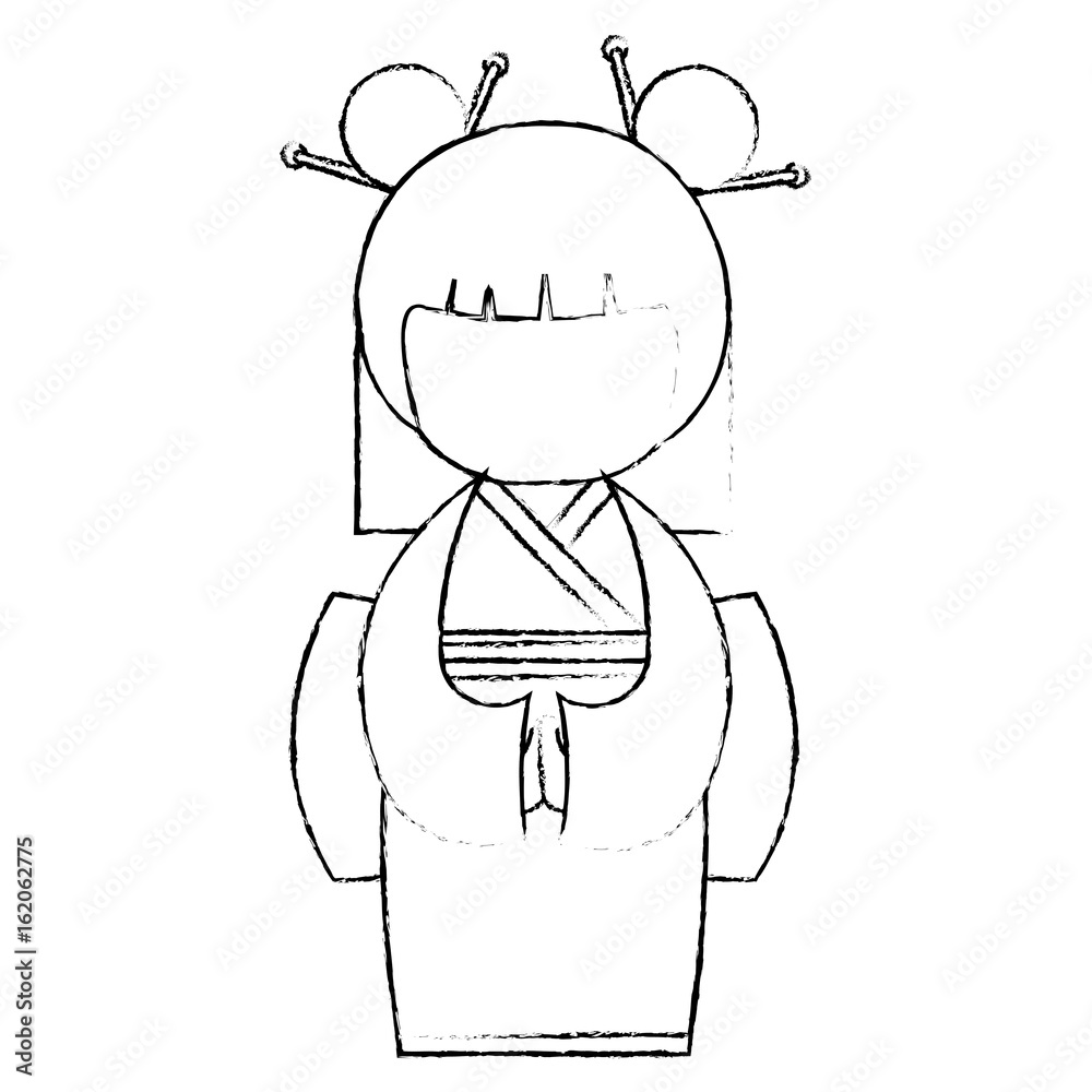 cute Little japanese doll vector illustration design cute Little japanese doll vector illustration design