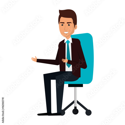 elegant businessman Sitting on office chair avatar character vector illustration design