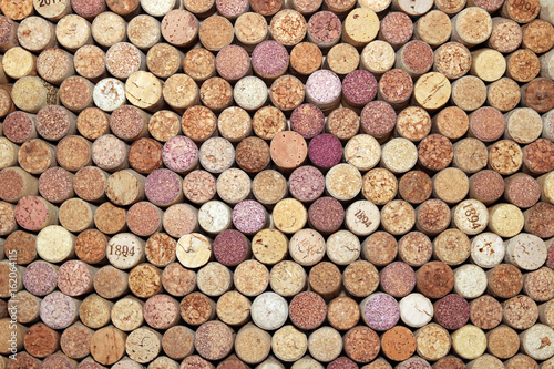 Collection of used wine corks from different varieties of wine