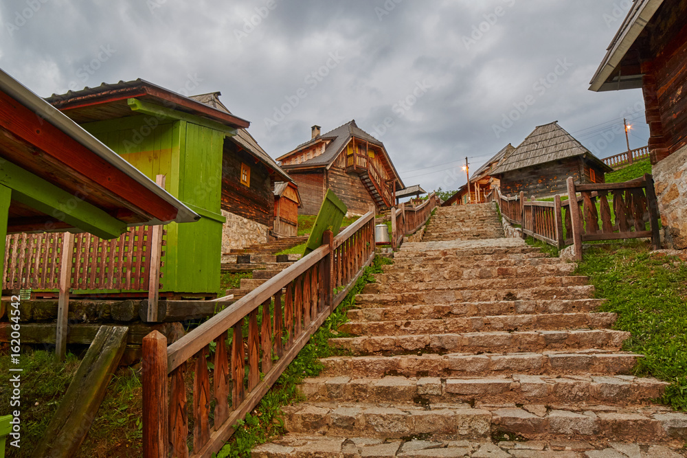 Mokra Gora, Serbia - June 02, 2017: Drvengrad village in Western Serbia Mokra Gora, Serbia - June 02, 2017: Drvengrad village in Western Serbia