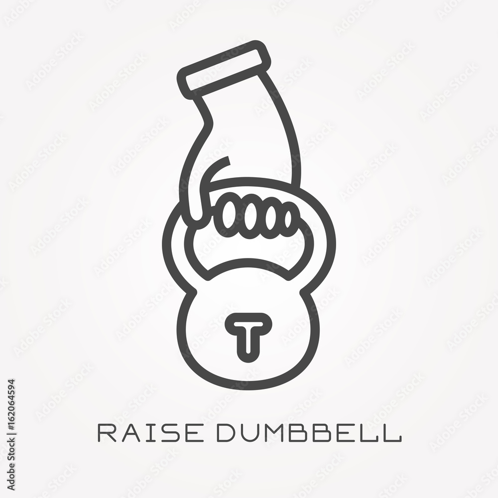 Line icon raise dumbbell