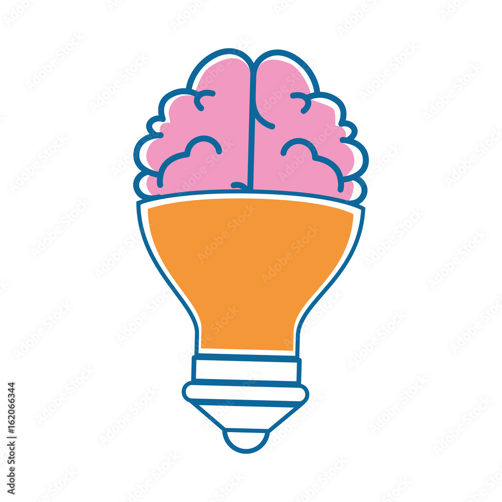 brain with Light bulb shape icon over white background vector illustration brain with Light bulb shape icon over white background vector illustration