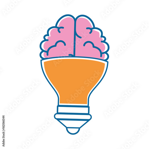 brain with Light bulb shape icon over white background vector illustration