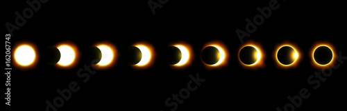 Different phases of solar and lunar eclipse . Vector . photo