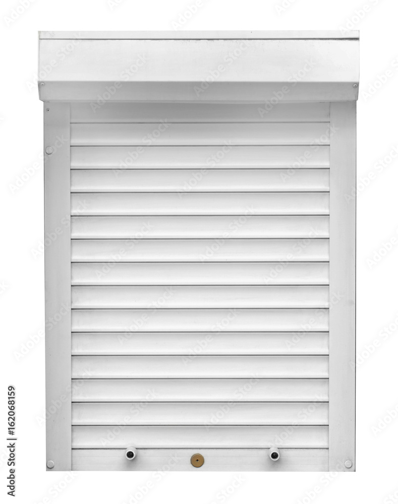 Window with roller shutters on white background Window with roller shutters on white background