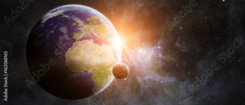 Fototapeta Naklejka Na Ścianę i Meble -  Planet Earth in space 3D rendering elements of this image furnished by NASA
