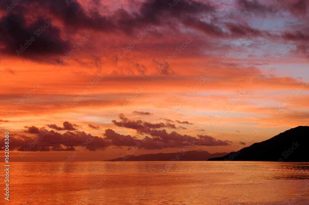 Colorfull sunset off Baja Mexico coast