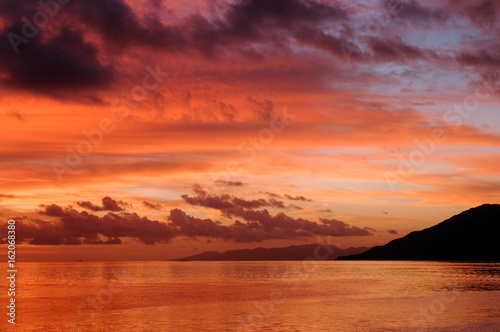 Colorfull sunset off Baja Mexico coast