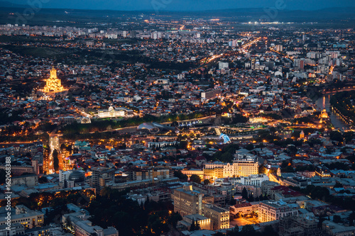 Panorama of night Tbilisi from Mtatsminda