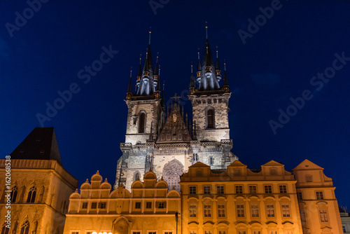 Church of Our Lady before Týn in Prague at night