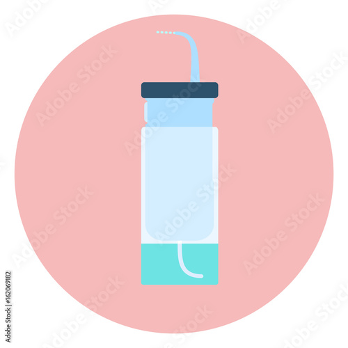 Flat vector water flosser, blue oral irrigator icon, waterpick, personal dental hygiene symbol, tooth care