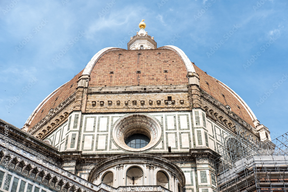 Detail of Florence Duomo Cathedral. Basilica di Santa Maria del Fiore or Basilica of Saint Mary of the Flower in Florence, Italy.