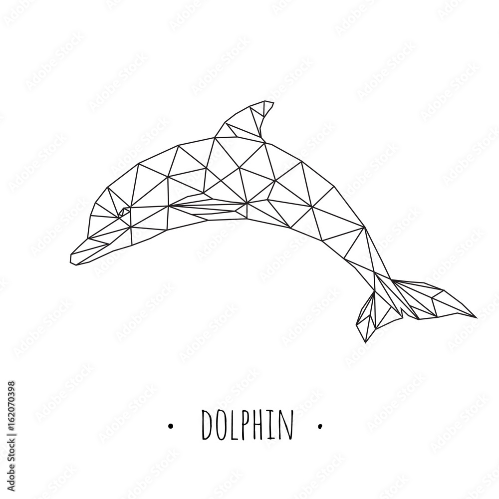 Fototapeta premium Dolphin stylized triangle polygonal model