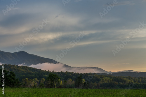 Fog forming in the mountains