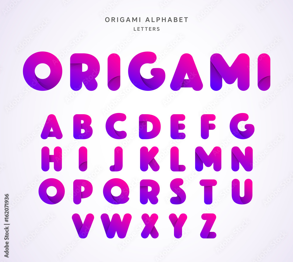 Vector origami alphabet. Letter collection Vector origami alphabet. Letter collection