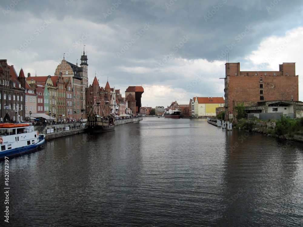 Gdansk Old Town, crane gate on the banks of the River Motlawa, Poland