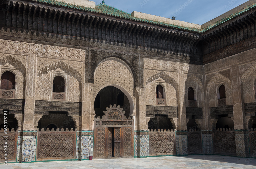 Courtyard of the Madrasa Bou Inania in Fez, Morocco, Africa