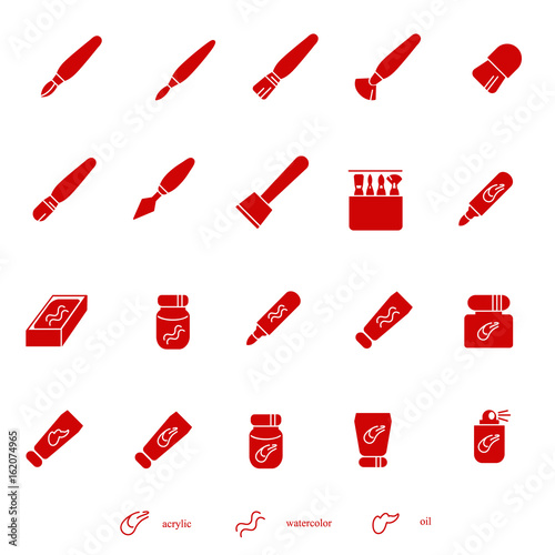 Stuff for painting as glyph icons / There are some types of stuff for painting arts
