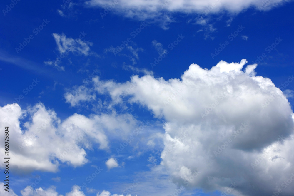 White puffy clouds in a blue sky over Florida