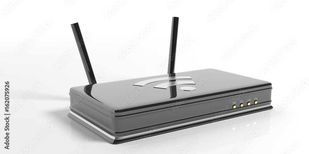 Fototapeta premium Wifi router isolated on white background. 3d illustration