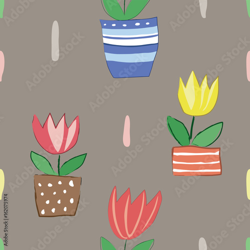 Vector floral seamless pattern  with flowers