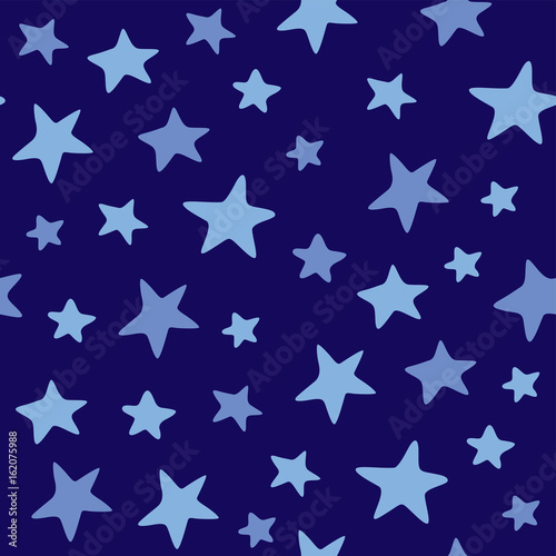 Vector Abstract Holiday Seamless Pattern with Blue Stars