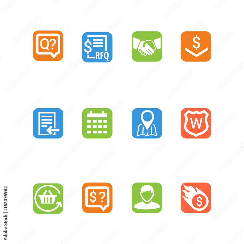 Icons set for ecommerce part 1 / Solid fill vector icon set for ecommerce
