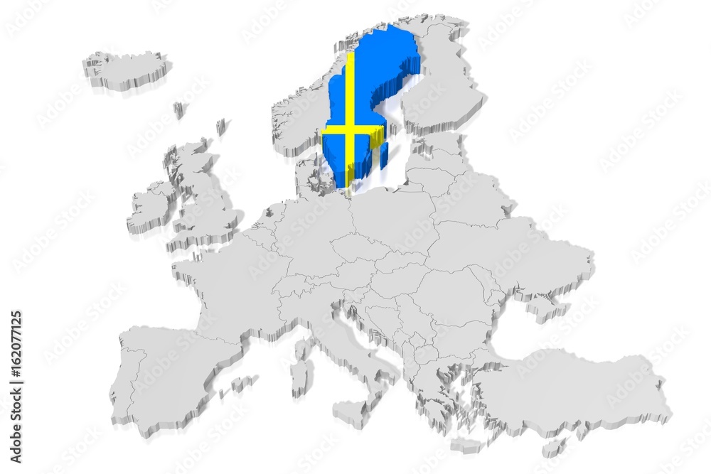 3D map, flag - Sweden