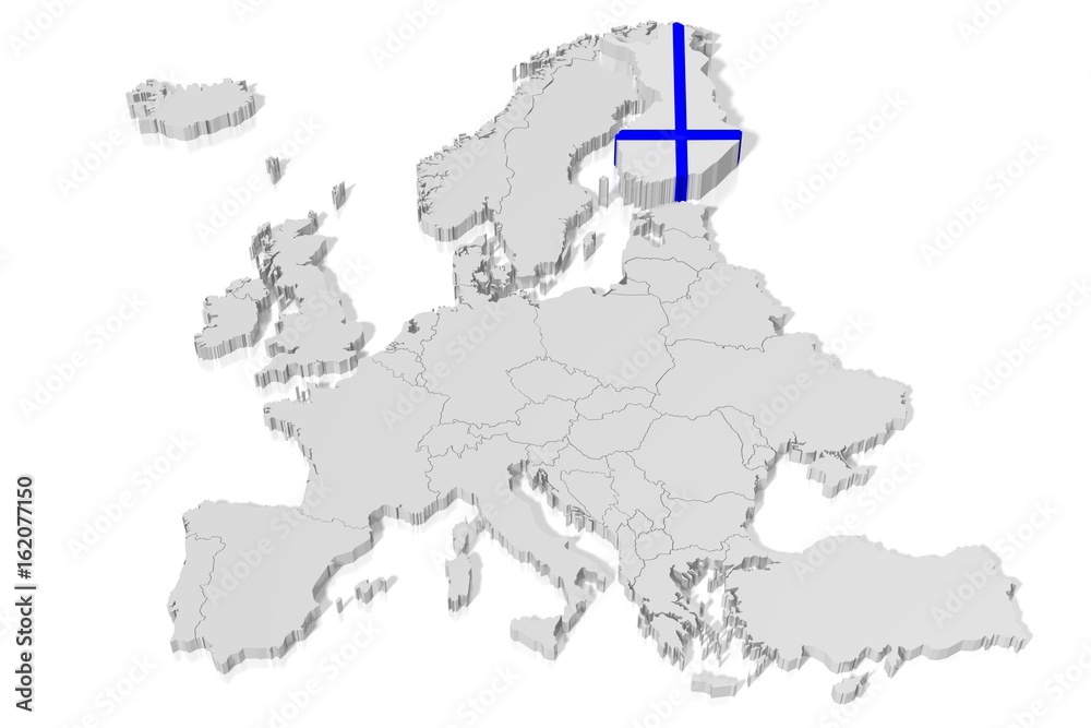 Fototapeta premium 3D map, flag - Finland