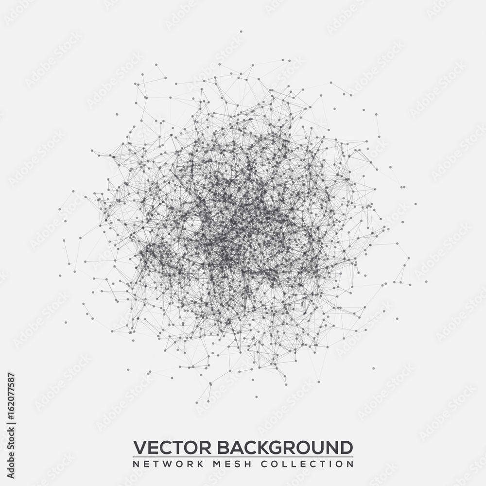Black and White Abstract Network Mesh Vector Background