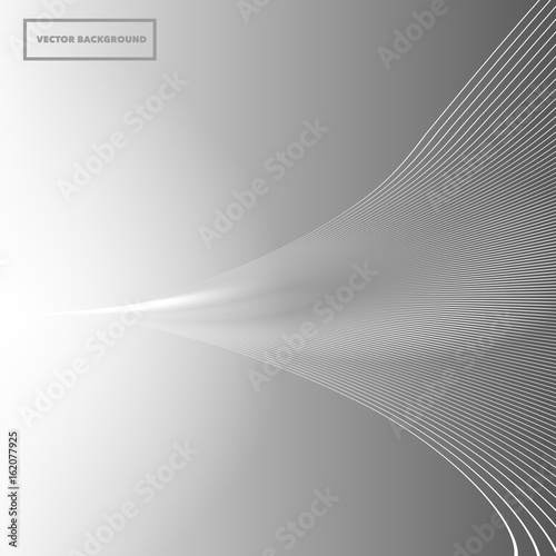 3D Bright Lines on Grey Background - Abstract Vector Illustration © hunthomas