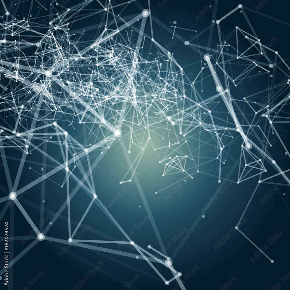 Abstract Polygonal Space Blue Background with White Low Poly Connecting Dots and Lines - Connection Structure - Futuristic Vector Illustration Abstract Polygonal Space Blue Background with White Low Poly Connecting Dots and Lines - Connection Structure - Futuristic Vector Illustration