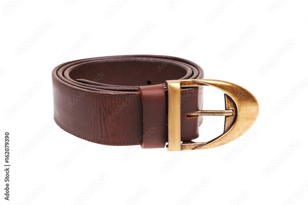 brown leather belt isolated on white brown leather belt isolated on white