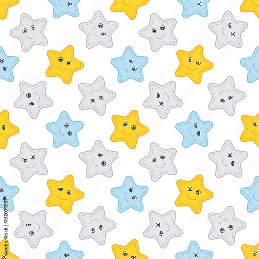 Vector Seamless Pattern with Stars. Seamless Pattern for Baby Boy Shower.
