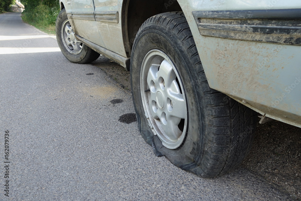 Old car tire defect